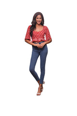 Crimson Paisley Boho Summer Crop Top