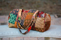 Upcycled Patchwork Vintage Duffel Bag (Camel Overdye)