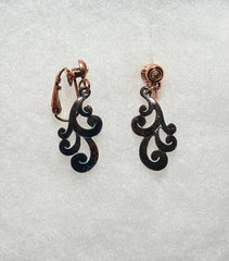FR7030 Patina Filigree Metal Clip Earrings