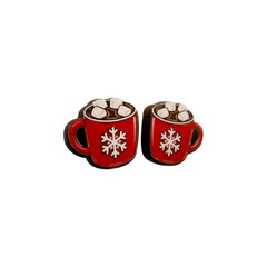Snowflake Red Mug Stud Earrings #3180