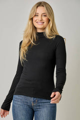 61604 Pointelle Mock Neck Top