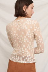 Floral Lace Long Sleeve Mesh Top