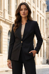 Double Knit Ponte Button Front Blazer