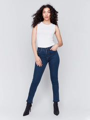 Charlie B C5309X - 431A Cuffed Hem Jeans in Dark Blue