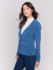 Charlie B C6333 - 730B Knit Corduroy Blazer with Hood