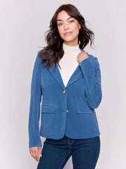 Charlie B C6333 - 730B Knit Corduroy Blazer with Hood