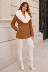 CLASC0010: Luxe Faux Fur-Collar Tailored Coat