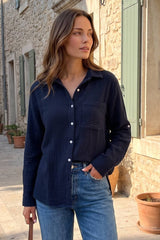 100% Cotton Soft Gauze Button Down Blouse