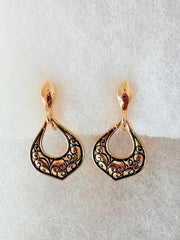 FR7206 Gold Filigree Open Heart Clip-on Metal Earrings