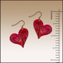 Red Wavy Heart Handmade Earrings
