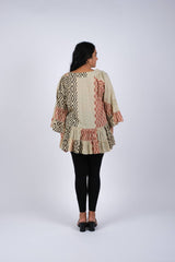 Abstract Mocha Patchwork Tunic