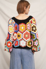Chunky Oversized Granny Squared Crochet Sweater