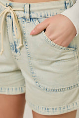 61487 Denim Washed Pull-On Shorts