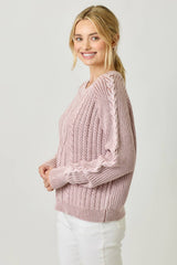 61162 Washed Cable Sweater