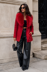CLASC0010: Luxe Faux Fur-Collar Tailored Coat