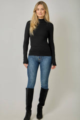 61604 Pointelle Mock Neck Top