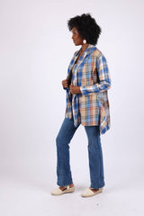 Soft Tone Plaid Cardigan: Flannel in Patchwork