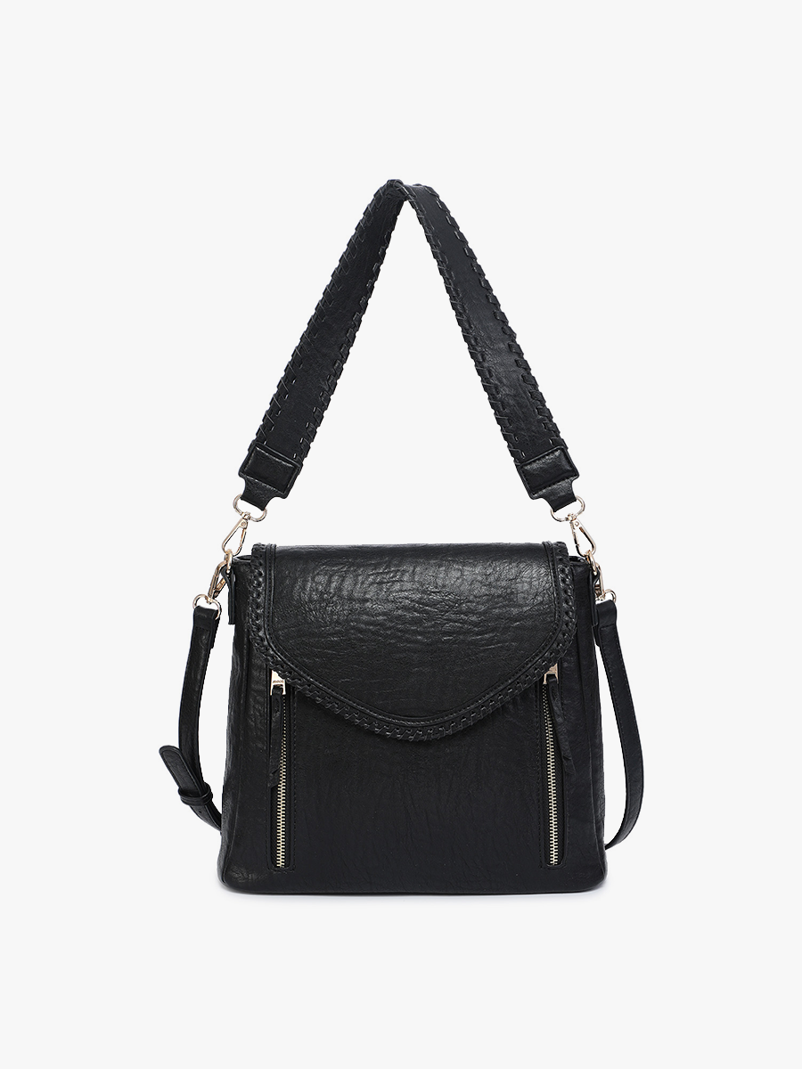 M2167 Lorelei Double Zip Crossbody – Whipstitch Trim