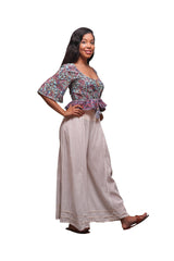 Vintage Blue Paisley Summer Crop Top