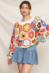 Chunky Oversized Granny Squared Crochet Sweater