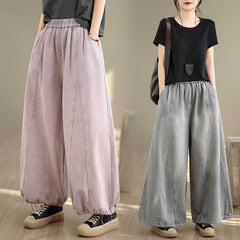 Vintage Plus-Size Relaxed Denim Pants