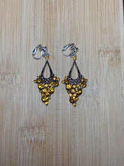 FR7263 Amber Rhinestone Clip-On Chandelier Earrings