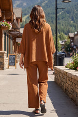 100% Cotton Poncho Style Top + Pull On Pant Set
