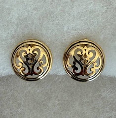 FR5195 Silver Filigree Round Metal Button Clip Earrings