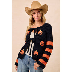 HALLOWEEN THEME FRONT BOW TIED CARDIGAN