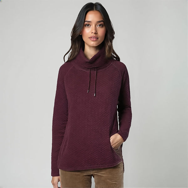 North River NRL2635 Brookline Cowl Neck in Mauve Wine