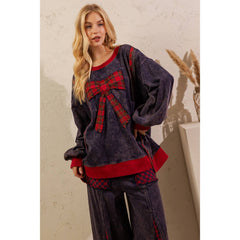 PLAID BOW MINERAL WASH LOUNGE SET