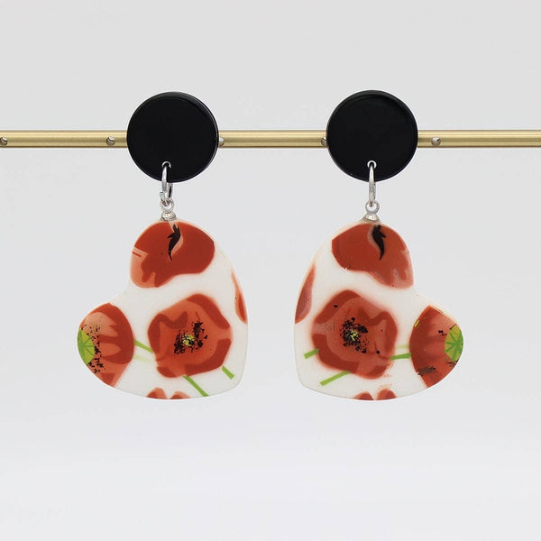 Poppies Heart Earrings