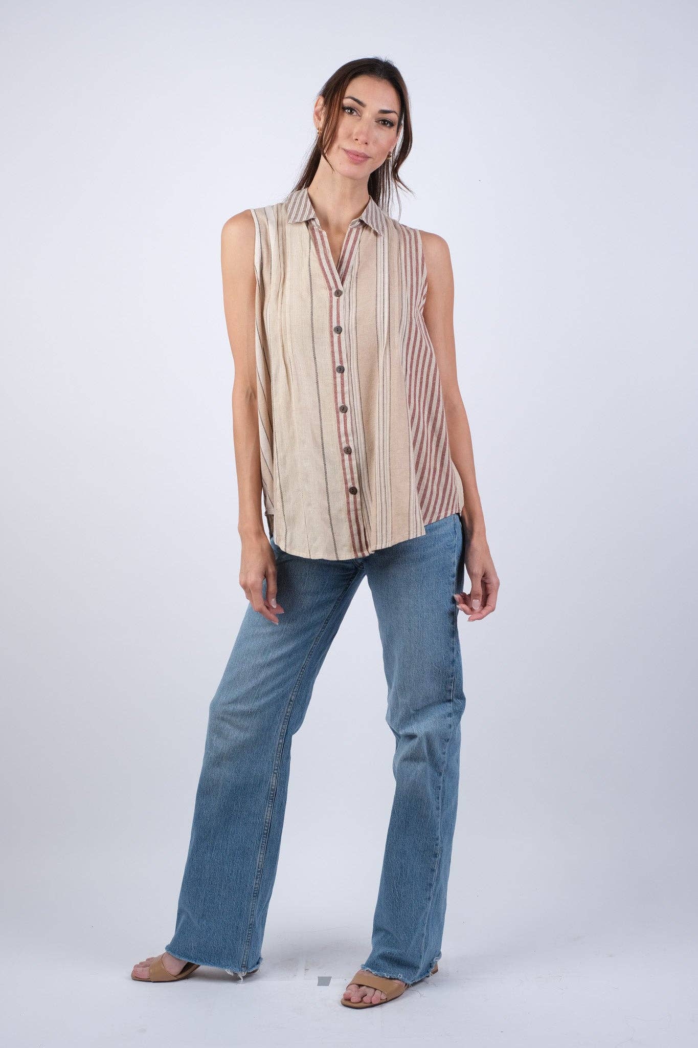 Warm Ethereal Stripes Vintage Collared Shirt