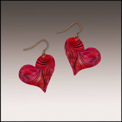 Red Wavy Heart Handmade Earrings