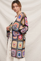 Granny Square Crochet Kimono Cardigan