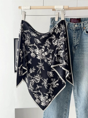 S25281 Flower Patterned Triangle Lightweight Scarf