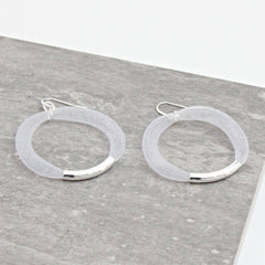 White Mesh Hoop Earring Silver