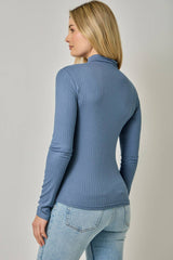 61604 Pointelle Mock Neck Top