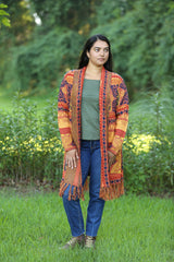 Autumn Radiance Boho Knit Cardigan with Tassels