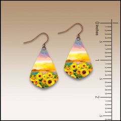 Sunflower Field Short Drop Handmade Earrings