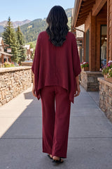 100% Cotton Poncho Style Top + Pull On Pant Set