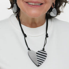 Silver and Black Anastasia Heart Pendant