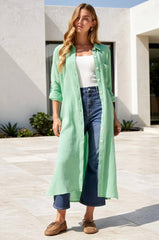 Breathable Cotton Button-Down Duster