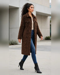 FJ0182: Quilted Sherpa Long Button Jacket