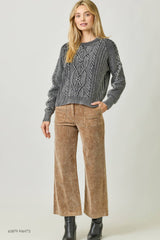 61162 Washed Cable Sweater