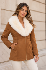 CLASC0010: Luxe Faux Fur-Collar Tailored Coat