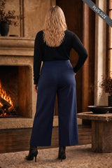 PLUS SIZE High Rise Twill Wide-Leg Pants