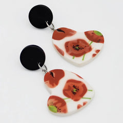 Poppies Heart Earrings