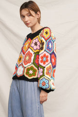 Chunky Oversized Granny Squared Crochet Sweater