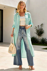 Breathable Cotton Button-Down Duster
